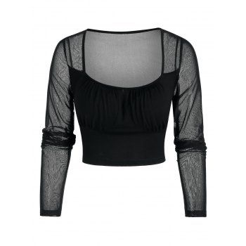 

See Through Cropped Mesh Top, Black