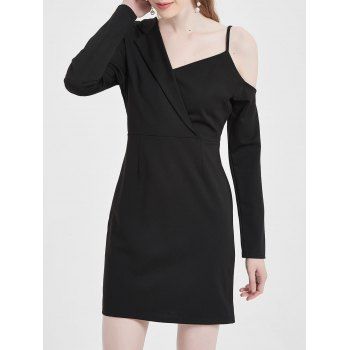 

Skew Neck Bodycon Blazer Dress, Black