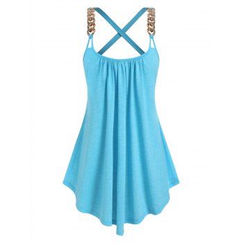 

Plus Size Chains Swing Tank Top, Blue