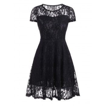 

Lace Mini A Line Dress, Black