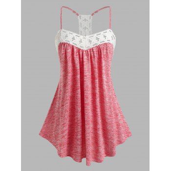 

Plus Size Lace Insert Space Dye Tank Top, Light pink