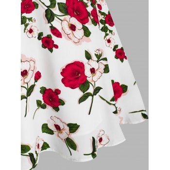 Floral Print Lace Insert Dress