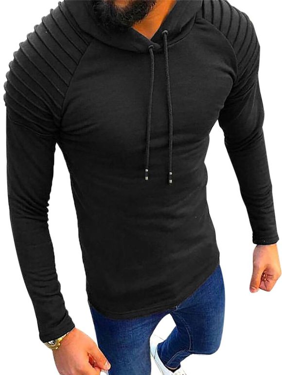 Sweat à Capuche à Manches Raglan Détail - Noir 2XL