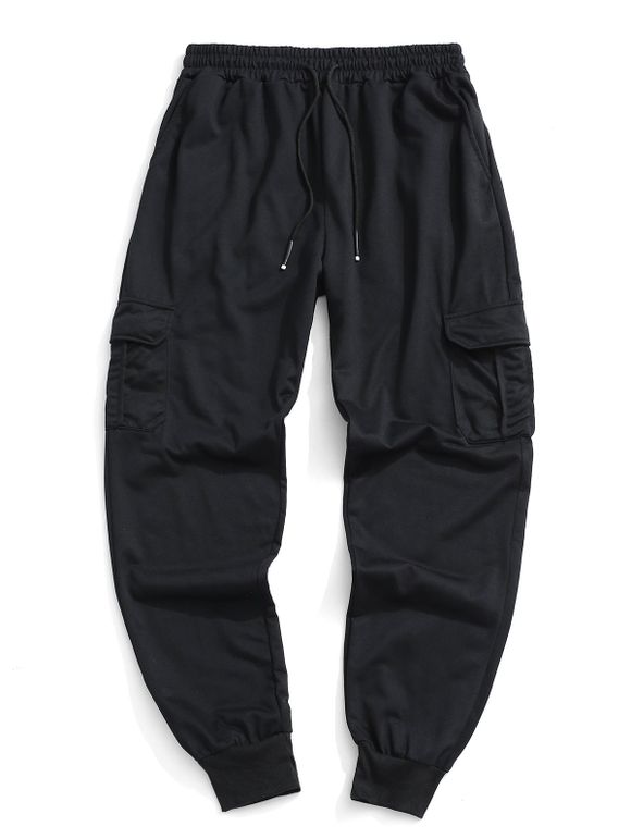 Pantalon de Jogging Simple avec Poche à Rabat - Noir 3XL