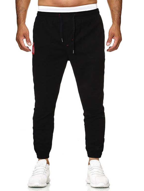 Pantalon Brodé Patch Bouteille à Pieds Etroits - Noir M