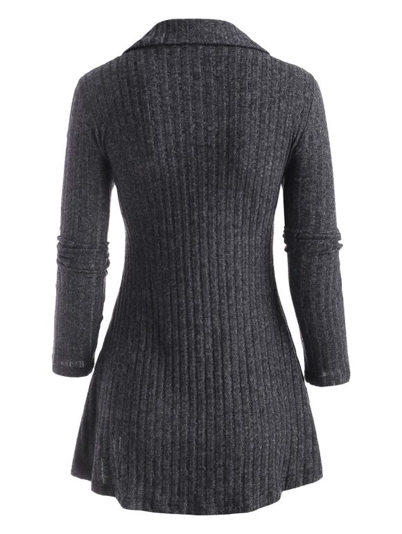 Haut Asymétrique Panneau à Carreaux en Tricot à Col Bénitier - Gris L