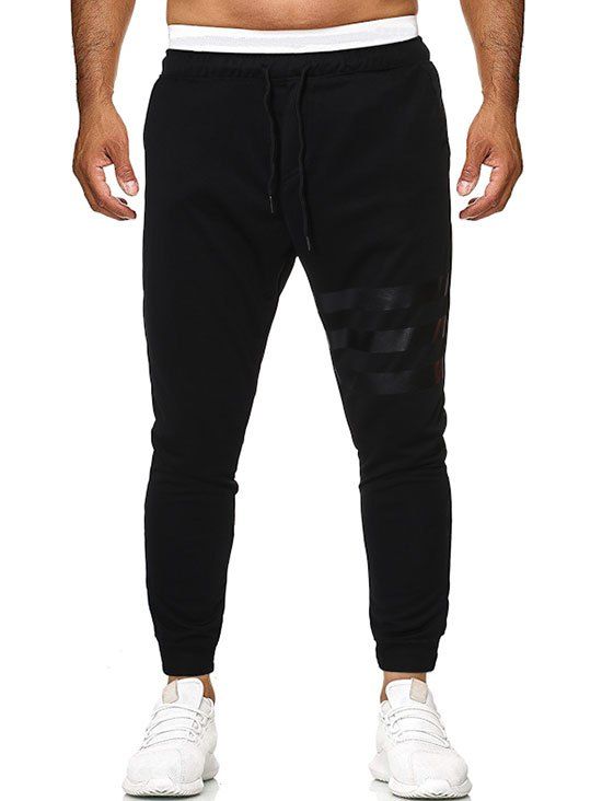 Pantalon de Sport Rayé à Cordon - Noir L