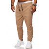 Pantalon Brodé Patch Bouteille à Pieds Etroits - café lumière 2XL