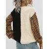 Leopard Colorblock Drop Shoulder V Neck Sweater - multicolor S