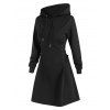 Mini Robe à Capuche à Lacets et Cordon de Serrage - Noir 2XL