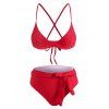 High Waisted Underwire Belted Bikini Swimwear - RED M