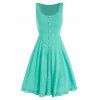 Mini Robe d'Eté Ligne A Décontractée Boutonnée à Volants en Couleur Unie - Vert clair XXL