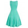 A Line Mini Casual Dress Mock Button Ruffle Solid Color Sleeveless Summer Dress - LIGHT GREEN XXXL