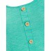 A Line Mini Casual Dress Mock Button Ruffle Solid Color Sleeveless Summer Dress - LIGHT GREEN XXXL