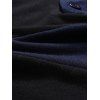 T-shirt Décontracté Contrasté avec Bouton Unique - Bleu profond 2XL