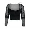 Haut Court en Maille Transparente - Noir XXL