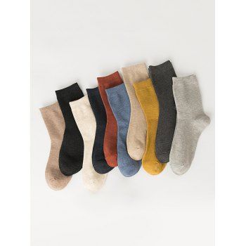 

10 Pairs Cotton Solid Quarter Socks Set, Multicolor