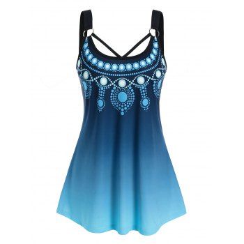 

Plus Size Ombre Print Ring Cutout Tank Top, Multicolor