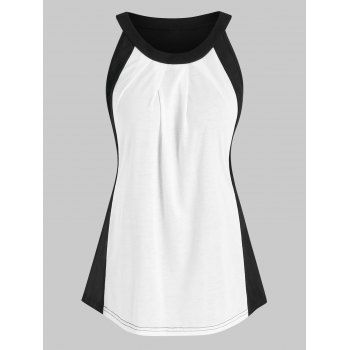 Ruched Two Tone Tank Top, Black