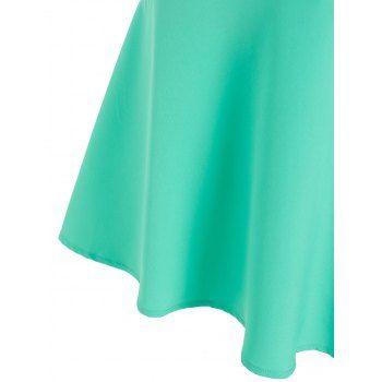 A Line Midi Dress Lace Up Asymmetrical Hem Sleeveless O Ring Solid Color Summer Dress