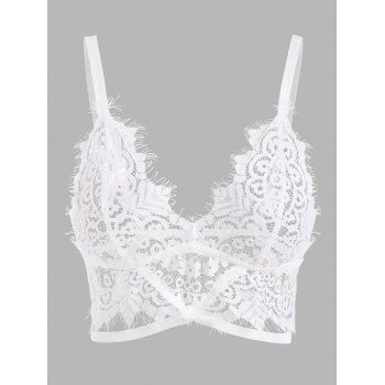 

Crisscross Front Lace Bralette, White