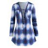 Haut Tie-Dye Plongeant à Lacets de Grande Taille - Bleu 2XL