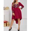 Robe en Maille Insérée Grande Taille à Col Carré - Rouge Cerise 2X
