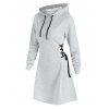 Mini Robe à Capuche à Lacets et Cordon de Serrage - Gris 3XL