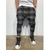 Pantalon Décontracté à Carreaux Imprimé à Cordon - Noir S