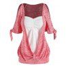 T-shirt Teinté Imprimé à Epaule Dénudée 2 en 1 - Rose clair XXXL
