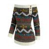 Pull Tribal à Epaule Dénudée en Jacquard - multicolor XL