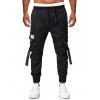 Pantalon Cargo Applique Lettre Graphique à Bretelle Bouclée - Noir XS