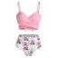 Flower Unicorn Print Wrap Padded Bikini Set - LIGHT PINK L