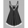 Robe de Nuit à Double Bretelle Panneau en Dentelle de Grande Taille à Lacets - Gris 3X