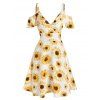Robe Evasée en Ligne A à Imprimé Marguerite à Epaule Dénudée - multicolor M