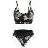 Tropical Floral Leaf Bralette Bikini Swimwear - BLACK S