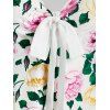 Plus Size Cold Shoulder Floral Print Bowknot Blouse - WHITE 5X