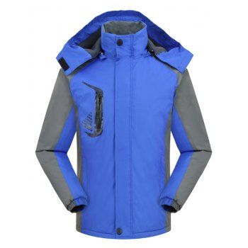 

Hooded Graphic Print Contrast Fleece Jacket, Blueberry blue
