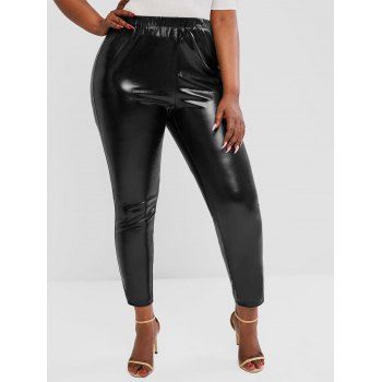 

Plus Size Coated Wet Look Leggings, Black