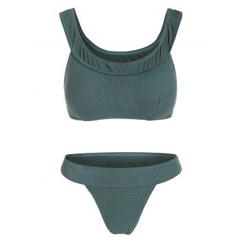 

Ribbed Wireless Bikini Set, Green