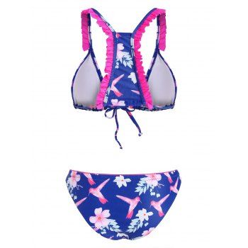 

Self-tie Racerback Ruffled Bikini, Colormix