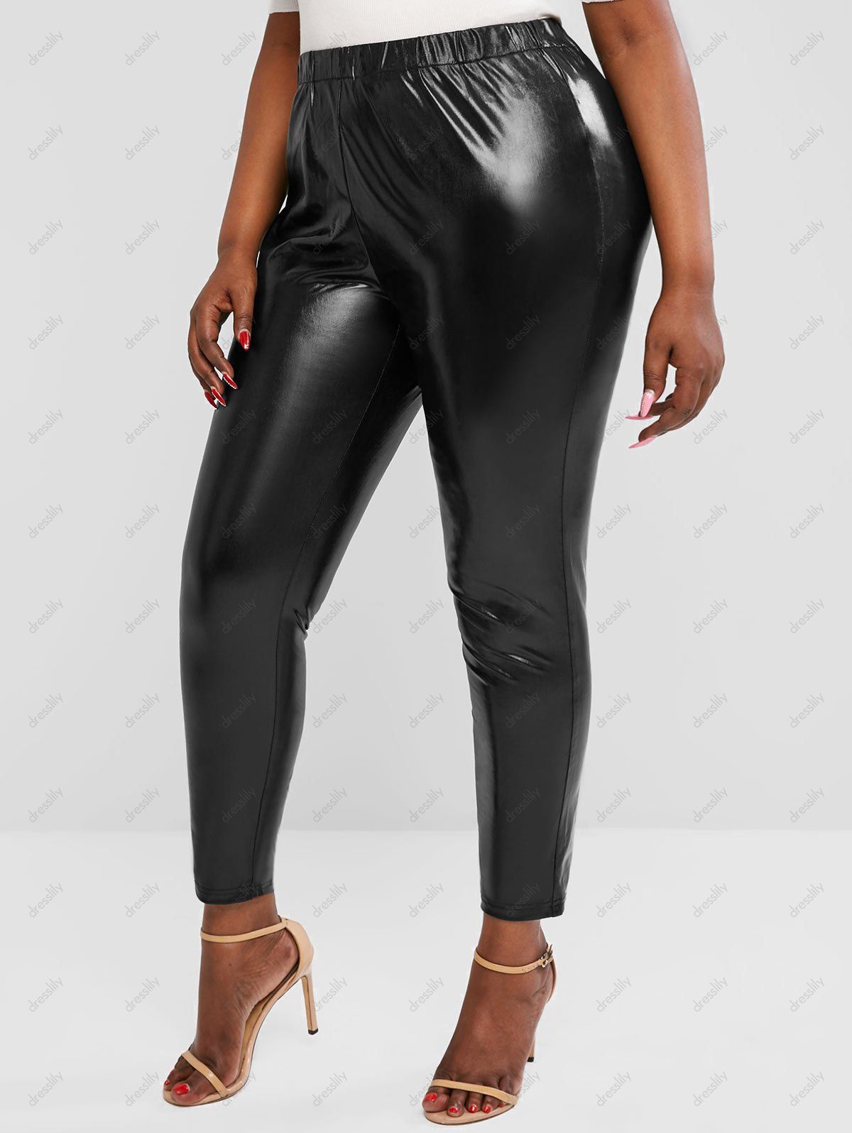 curvy coated leggings, Black