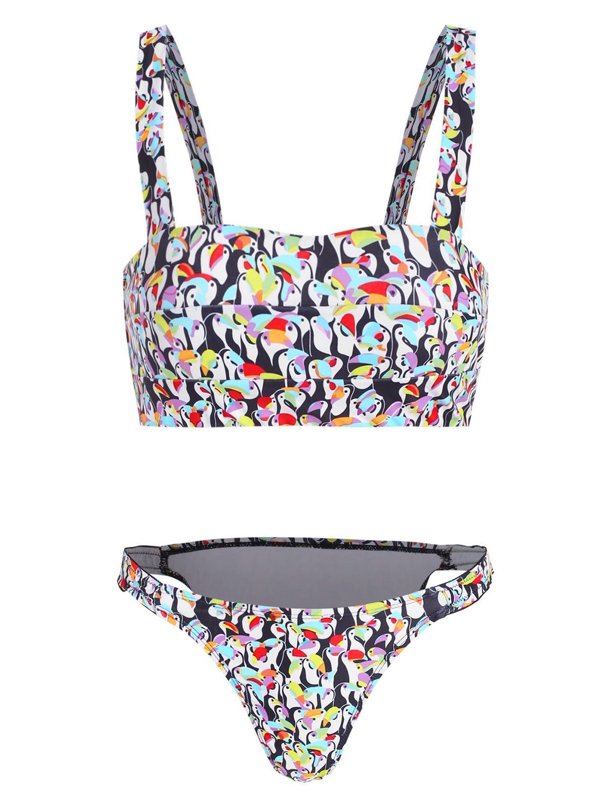 Penguin Print Bralette Bikini Set - COLORMIX XL