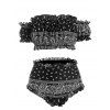 Maillot de Bain à Imprimé Cachemire à Epaule Dénudée à Volants Deux Pièces - Noir S