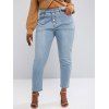 Jean Délavé Boutonné de Grande Taille avec Poche - Bleu clair 2XL