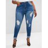 Jean Collant Déchiré de Grande Taille avec Rebords - Bleu profond L