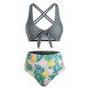 Maillot de Bain Bikini Réversible Croisé Ananas Noué en Vichy - multicolor L