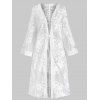 Embroidered Sheer Kimono Cover Up - WHITE ONE SIZE
