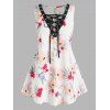 Chemisier à Imprimé Fleuri sans Manches de Grande Taille à Lacets - Blanc 2X