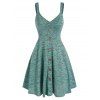 Space Dye Print Mini Dress Mock Button Ruched Bust Casual Dress V Neck Sleeveless A Line Dress - GREEN XL